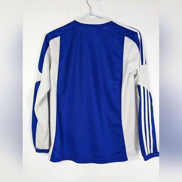 Adidas Juniors striped jersey blue white M 11-12Y - Picture 3 of 5